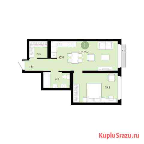 1-комнатная квартира, 51.2 м², 8/10 эт. на продажу в Новосибирске Новосибирск