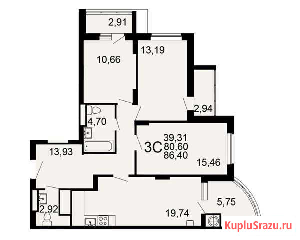 3-комнатная квартира, 86 м², 25/25 эт. на продажу в Рязани Рязань - изображение 1