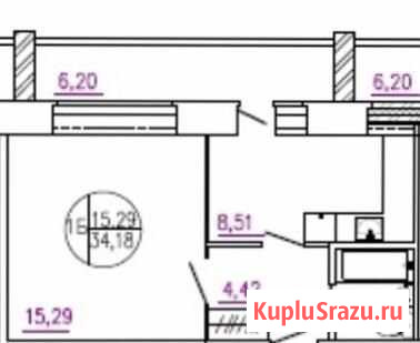 1-комнатная квартира, 34 м², 2/4 эт. на продажу в Вологде Вологда - изображение 1