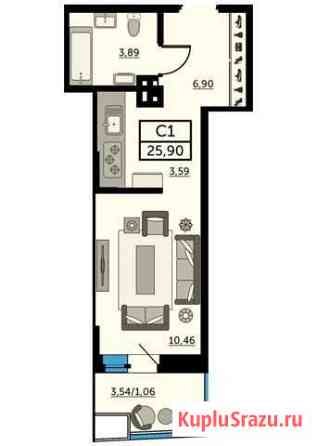 Квартира-студия, 25.7 м², 19/25 эт. на продажу в Ростове-на-Дону Ростов-на-Дону