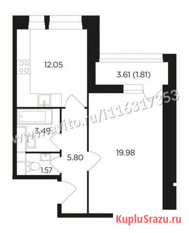 1-комнатная квартира, 44.7 м², 22/22 эт. на продажу в Москве Москва - изображение 1