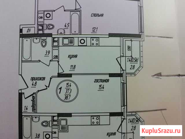 1-комнатная квартира, 38.7 м², 5/22 эт. на продажу в Раменском Раменское - изображение 1