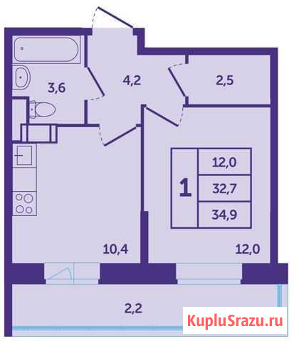 1-комнатная квартира, 35 м², 16/17 эт. на продажу в Красногорске Московской области Красногорск - изображение 1