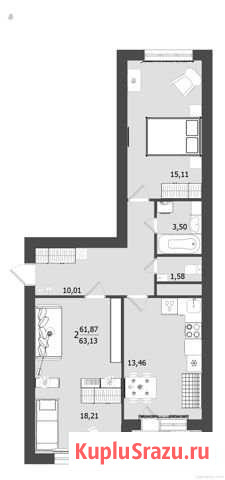 2-комнатная квартира, 63.1 м², 5/9 эт. на продажу в Клине Клин - изображение 1