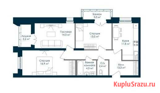 3-комнатная квартира, 80.6 м², 10/19 эт. на продажу в Пензе Пенза - изображение 1