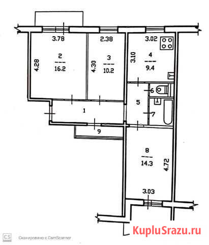 3-комнатная квартира, 67 м², 9/10 эт. на продажу в Череповце Череповец - изображение 1