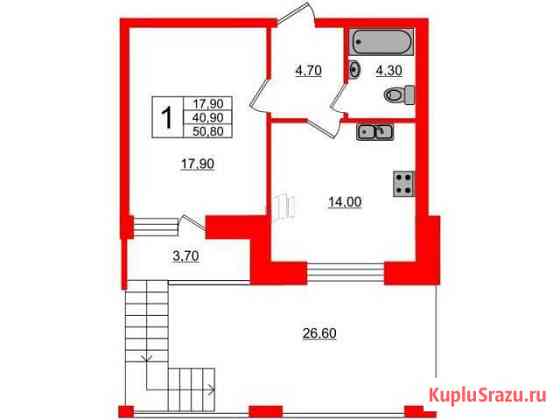 1-комнатная квартира, 50.8 м², 4/15 эт. на продажу в Санкт-Петербурге Санкт-Петербург