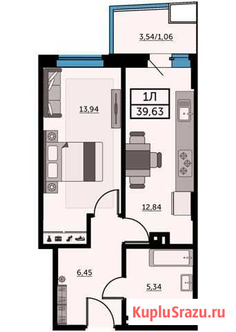 1-комнатная квартира, 39.2 м², 21/25 эт. на продажу в Ростове-на-Дону Ростов-на-Дону - изображение 1