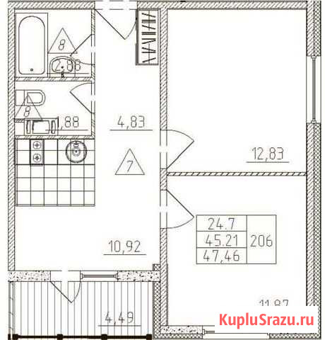 2-комнатная квартира, 47 м², 11/18 эт. на продажу в Санкт-Петербурге Санкт-Петербург - изображение 1