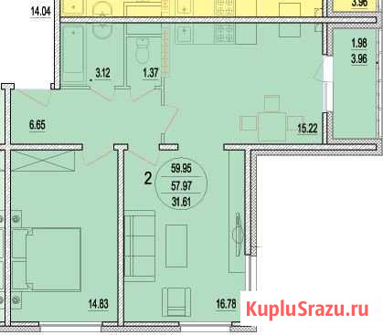 2-комнатная квартира, 60.1 м², 3/3 эт. на продажу в Красногорске Московской области Красногорск - изображение 1