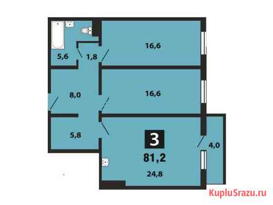 3-комнатная квартира, 81.2 м², 15/17 эт. на продажу в Красноярске Красноярск