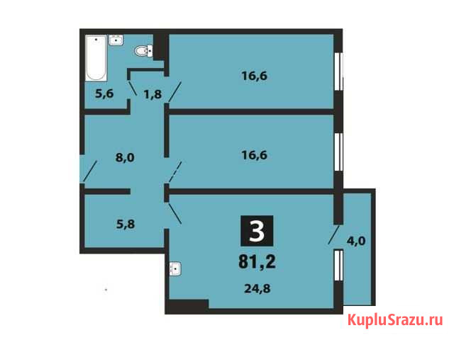 3-комнатная квартира, 81.2 м², 15/17 эт. на продажу в Красноярске Красноярск - изображение 1