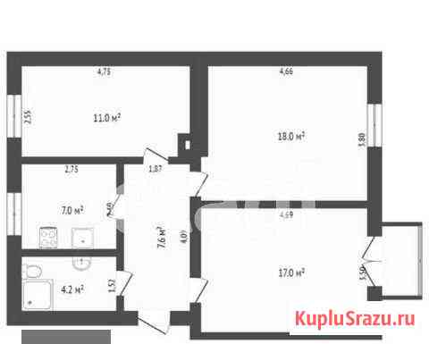 3-комнатная квартира, 64 м², 2/2 эт. на продажу в Омске Омск