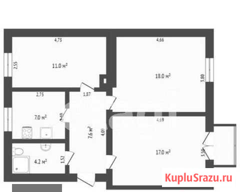 3-комнатная квартира, 64 м², 2/2 эт. на продажу в Омске Омск - изображение 1