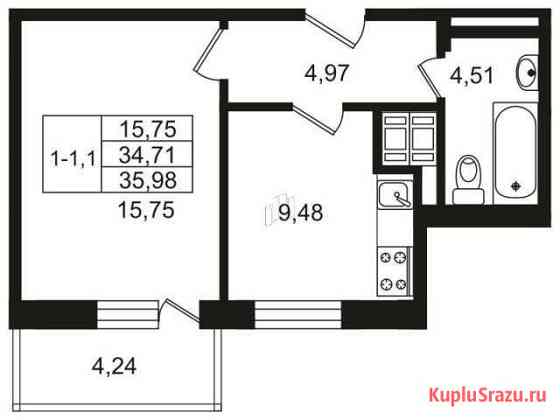 1-комнатная квартира, 33.3 м², 14/18 эт. на продажу в Санкт-Петербурге Санкт-Петербург