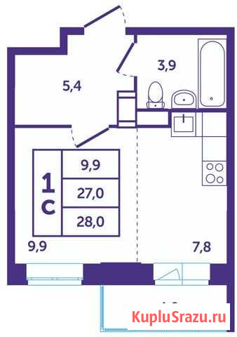 Квартира-студия, 28 м², 12/12 эт. на продажу в Красногорске Московской области Красногорск - изображение 1