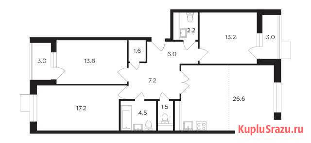 3-комнатная квартира, 96.9 м², 11/19 эт. на продажу в Москве Москва - изображение 1