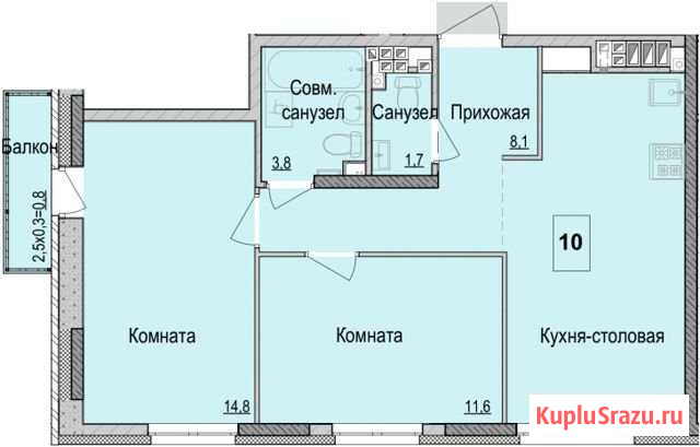 2-комнатная квартира, 57.1 м², 3/15 эт. на продажу в Ижевске Ижевск - изображение 1