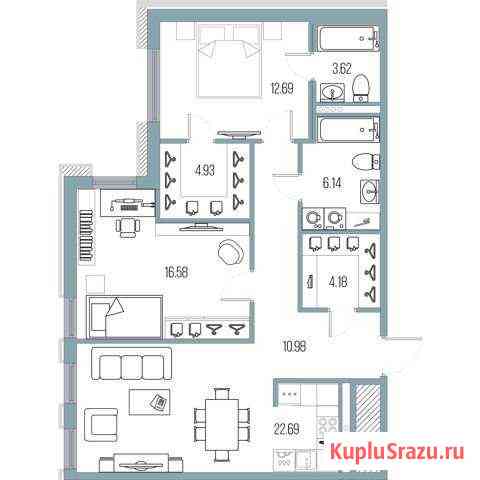 2-комнатная квартира, 81.4 м², 2/8 эт. на продажу в Санкт-Петербурге Санкт-Петербург