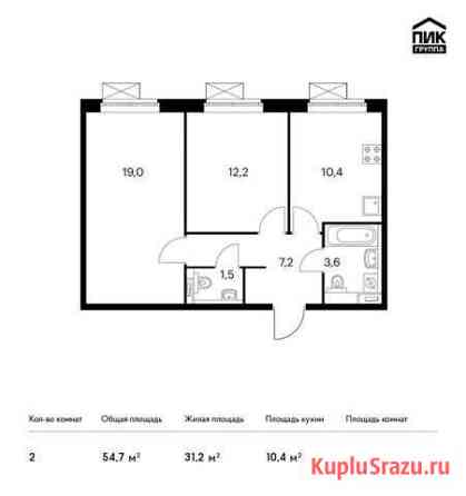 2-комнатная квартира, 54.7 м², 9/17 эт. на продажу в Москве Москва