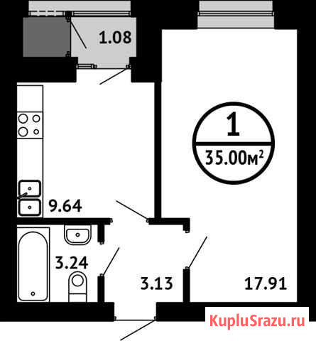 1-комнатная квартира, 35 м², 4/6 эт. на продажу в Уфе Уфа - изображение 1