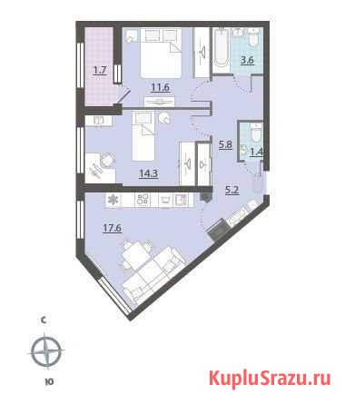 2-комнатная квартира, 61.4 м², 16/32 эт. на продажу в Екатеринбурге Екатеринбург - изображение 1