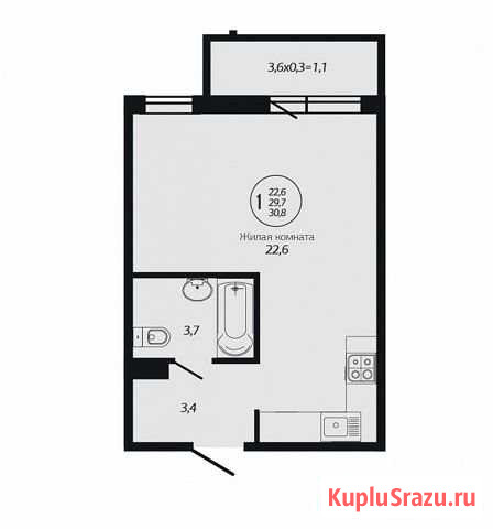 Квартира-студия, 31 м², 7/19 эт. на продажу в Краснодаре Краснодар - изображение 1