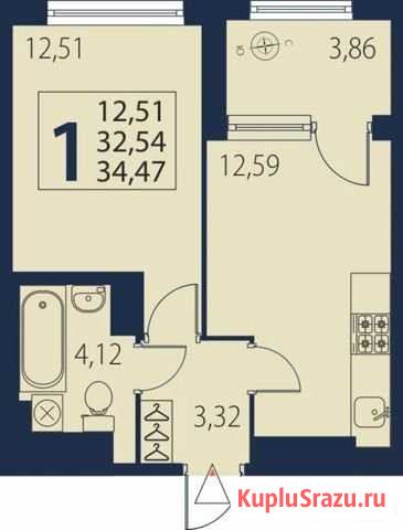 1-комнатная квартира, 32.5 м², 20/25 эт. на продажу в Санкт-Петербурге Санкт-Петербург - изображение 1