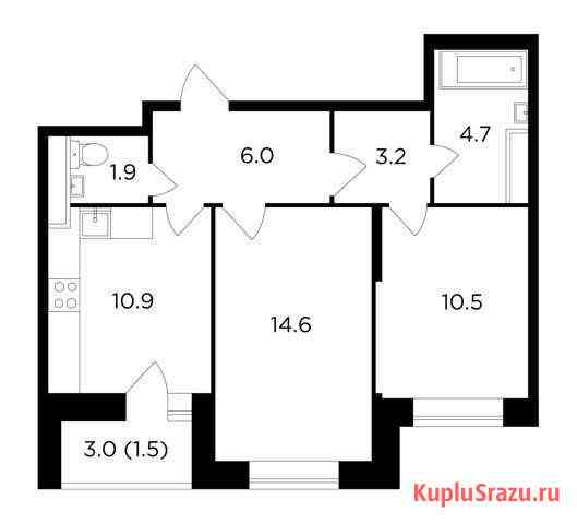 2-комнатная квартира, 53.3 м², 10/16 эт. на продажу в Пушкино Пушкино