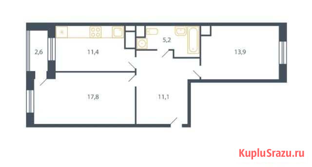 2-комнатная квартира, 62 м², 8/9 эт. на продажу в Пироговском Пироговский - изображение 1