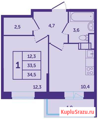1-комнатная квартира, 34.5 м², 10/17 эт. на продажу в Красногорске Московской области Красногорск - изображение 1