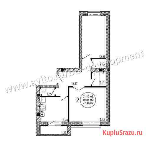 2-комнатная квартира, 51.2 м², 5/5 эт. на продажу в Волгограде Волгоград