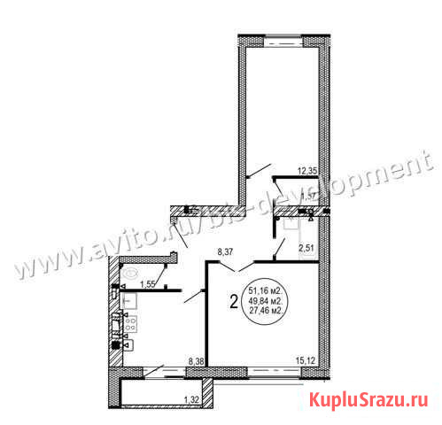 2-комнатная квартира, 51.2 м², 5/5 эт. на продажу в Волгограде Волгоград - изображение 1