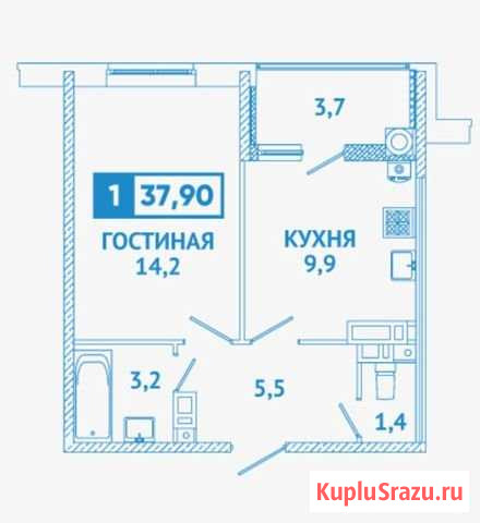 1-комнатная квартира, 38 м², 16/18 эт. на продажу в Ставрополе Ставрополь - изображение 1