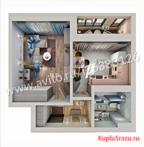 1-комнатная квартира, 36 м², 12/17 эт. на продажу в Казани Казань - изображение 1