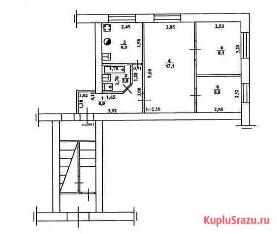 3-комнатная квартира, 46.1 м², 1/2 эт. на продажу в Каменоломнях Каменоломни