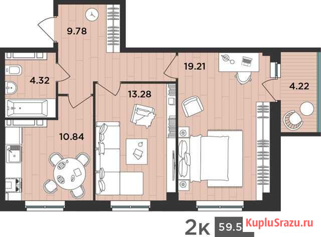 2-комнатная квартира, 59.5 м², 2/12 эт. на продажу в Архангельске Архангельск - изображение 1