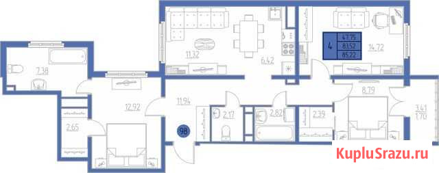 4-комнатная квартира, 85.2 м², 6/9 эт. на продажу в Ульяновске Ульяновск - изображение 1