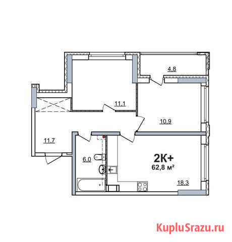 2-комнатная квартира, 62.2 м², 4/17 эт. на продажу в Нижнем Новгороде Нижний Новгород - изображение 1
