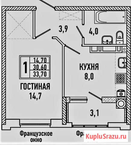 1-комнатная квартира, 34.1 м², 16/18 эт. на продажу в Ставрополе Ставрополь - изображение 1
