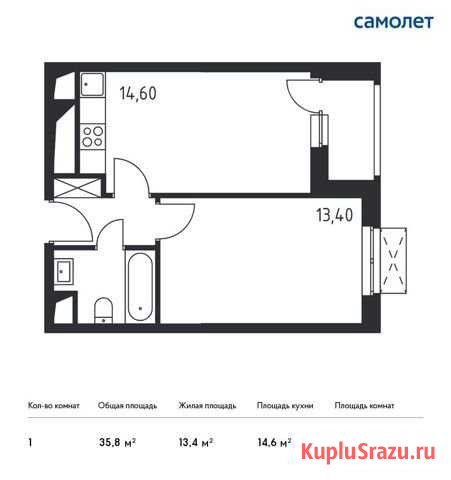 1-комнатная квартира, 35.8 м², 30/32 эт. на продажу в Одинцово Одинцово - изображение 1
