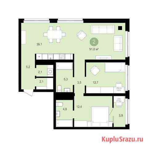 2-комнатная квартира, 90.5 м², 8/10 эт. на продажу в Екатеринбурге Екатеринбург