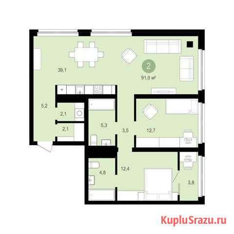2-комнатная квартира, 90.5 м², 8/10 эт. на продажу в Екатеринбурге Екатеринбург - изображение 1