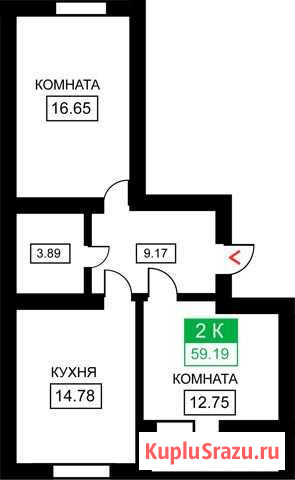 2-комнатная квартира, 59.2 м², 5/9 эт. на продажу в Краснодаре Краснодар - изображение 1