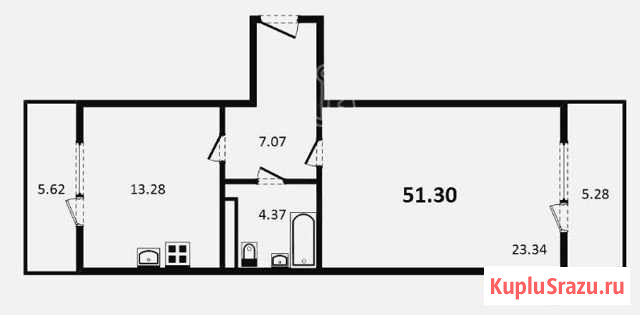 1-комнатная квартира, 51.3 м², 2/4 эт. на продажу в Санкт-Петербурге Санкт-Петербург - изображение 1
