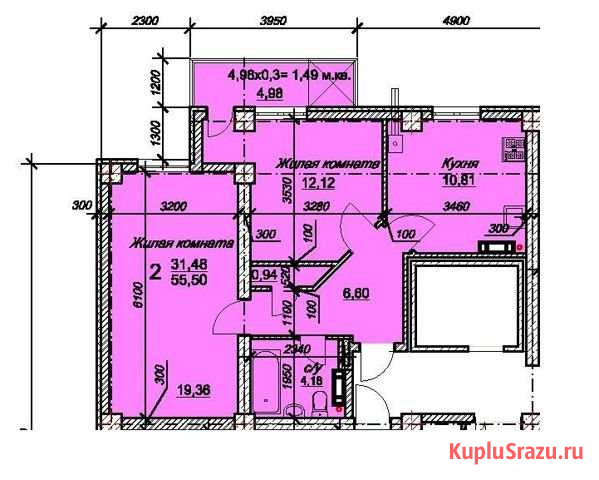 2-комнатная квартира, 55.5 м², 8/11 эт. на продажу в Севастополе Севастополь - изображение 1