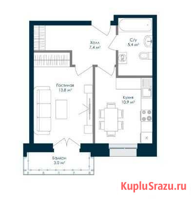 1-комнатная квартира, 39.5 м², 10/19 эт. на продажу в Пензе Пенза - изображение 1