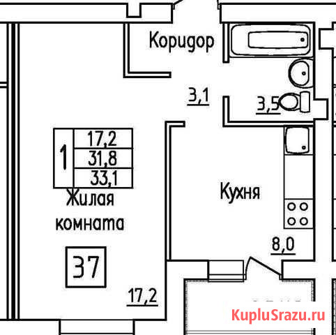 1-комнатная квартира, 31.8 м², 4/5 эт. на продажу в Стройкерамике Стройкерамика - изображение 1