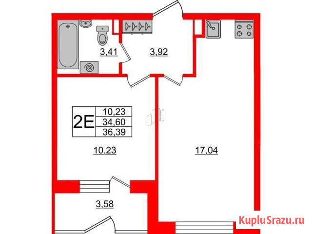 1-комнатная квартира, 34.6 м², 1/5 эт. на продажу в Санкт-Петербурге Санкт-Петербург - изображение 1