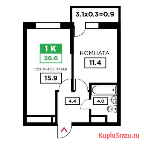 1-комнатная квартира, 36.6 м², 6/24 эт. на продажу в Краснодаре Краснодар - изображение 1